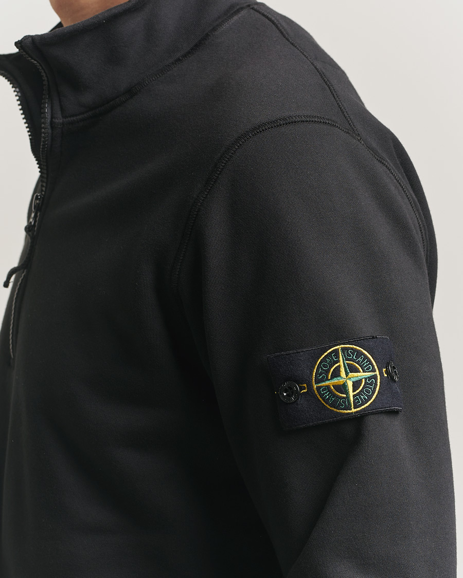 Hombres | Jerséis y prendas de punto | Stone Island | Garment Dyed Fleece Half Zip Black