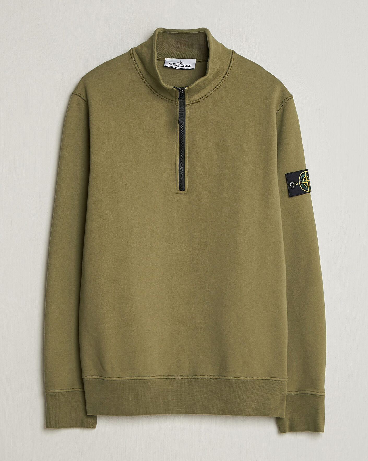 Hombres | Jerséis y prendas de punto | Stone Island | Garment Dyed Fleece Half Zip Military Green