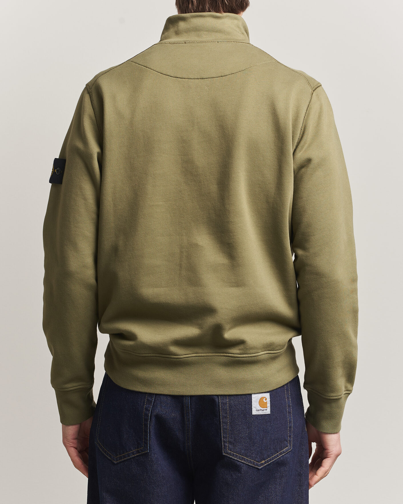 Hombres | Jerséis y prendas de punto | Stone Island | Garment Dyed Fleece Half Zip Military Green