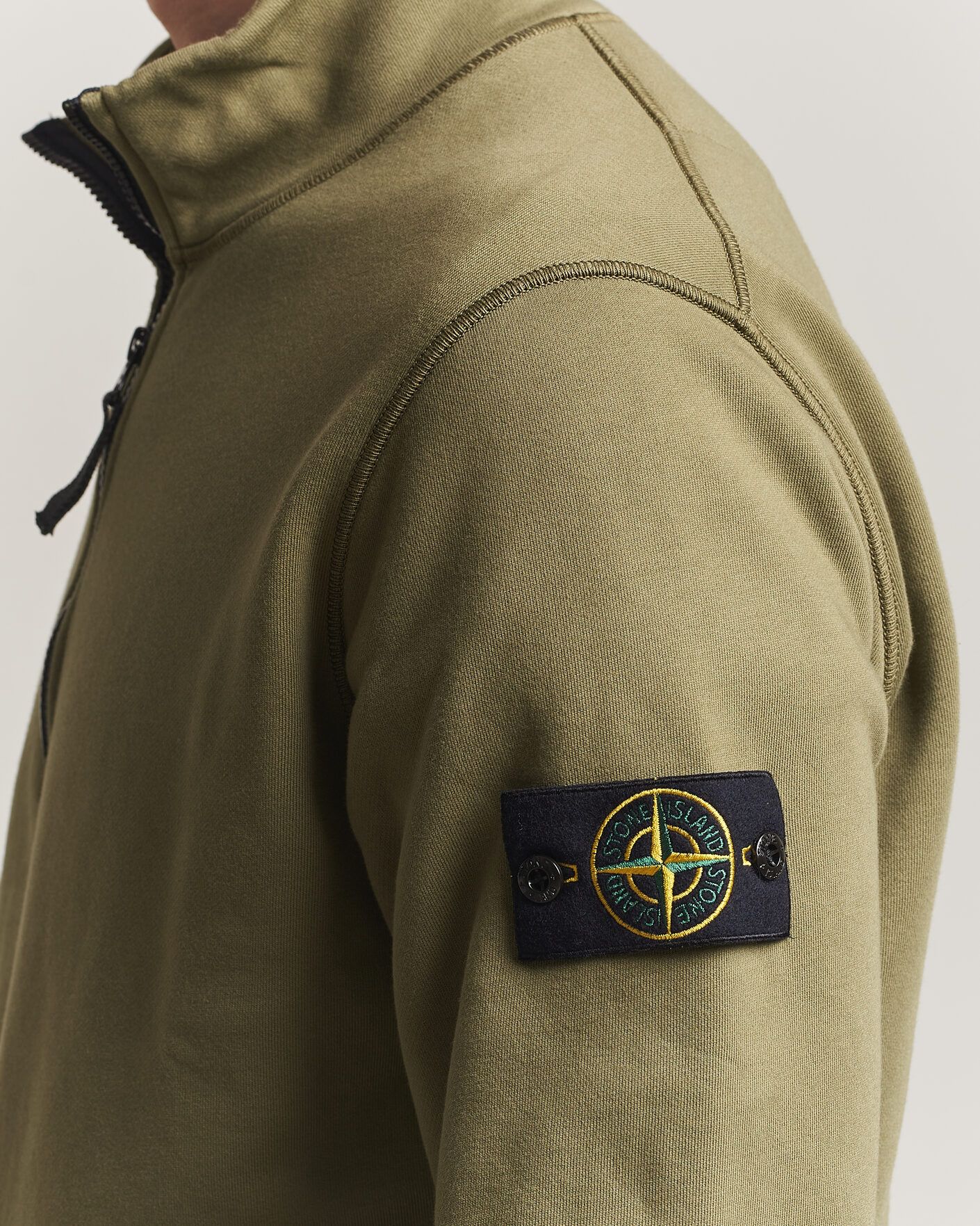Hombres | Jerséis y prendas de punto | Stone Island | Garment Dyed Fleece Half Zip Military Green