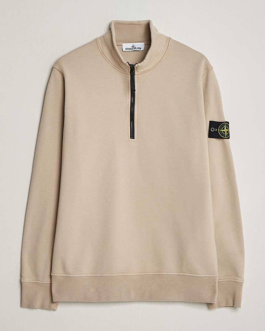 Hombres | Jerséis y prendas de punto | Stone Island | Garment Dyed Fleece Half Zip Desert