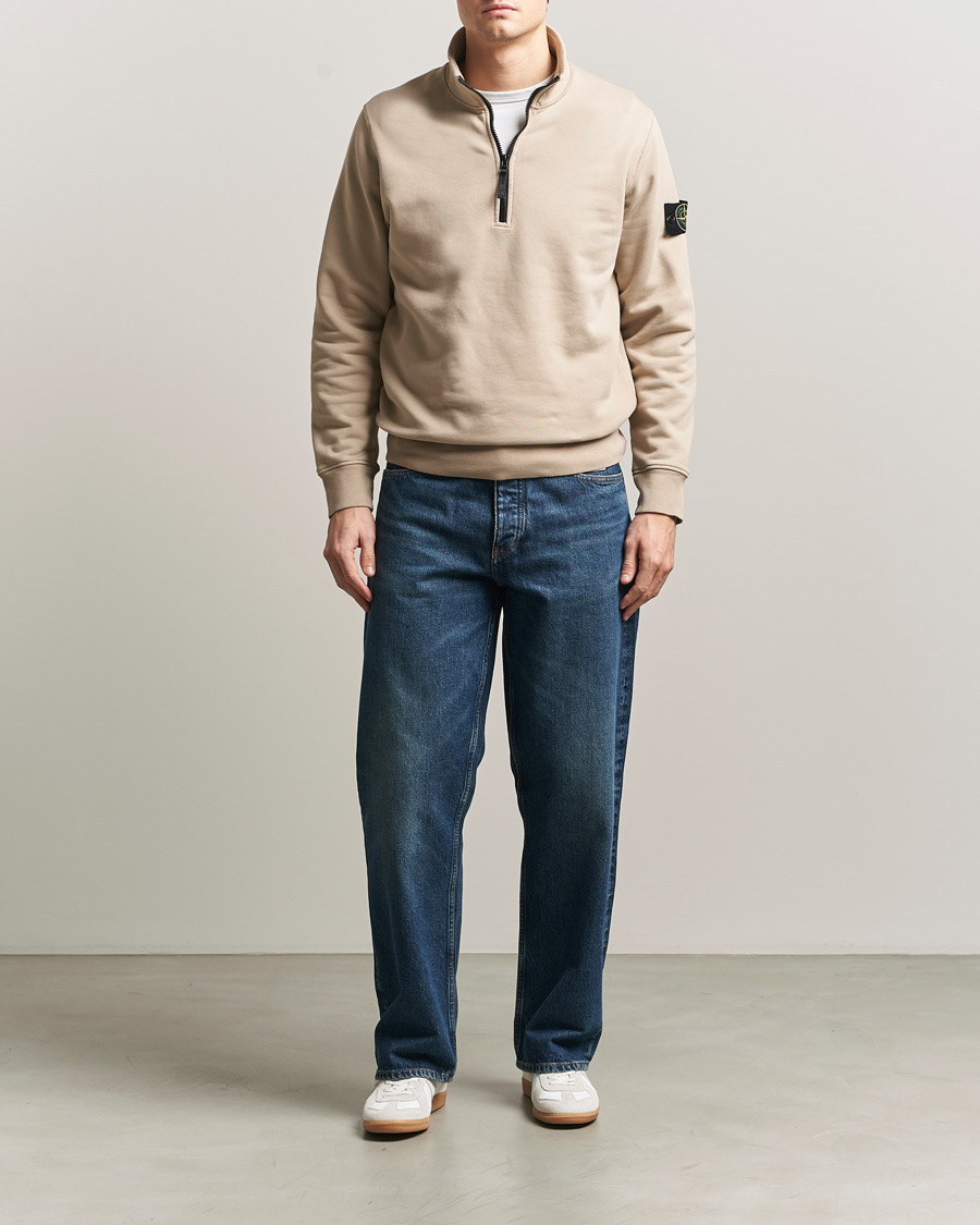 Hombres | Jerséis y prendas de punto | Stone Island | Garment Dyed Fleece Half Zip Desert