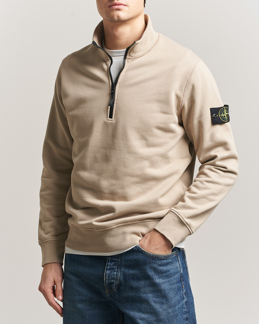 Hombres | Jerséis y prendas de punto | Stone Island | Garment Dyed Fleece Half Zip Desert