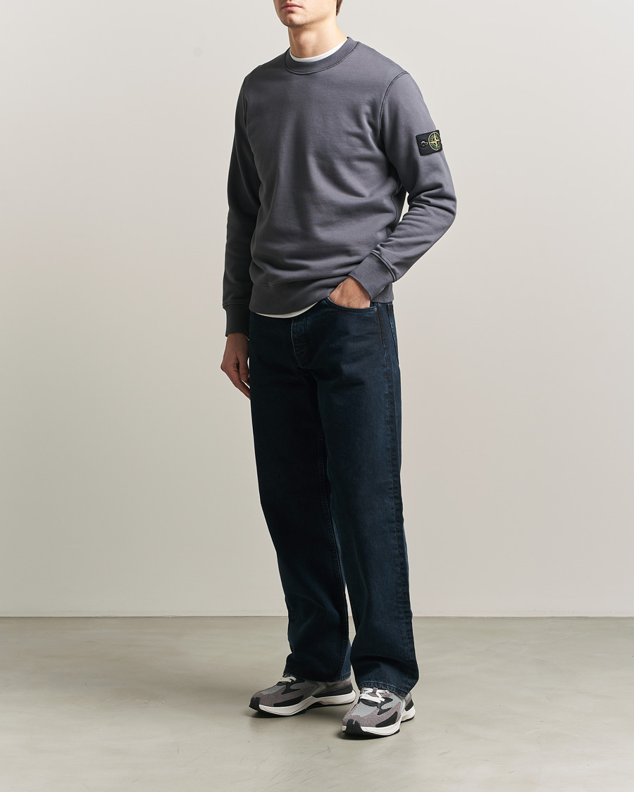 Hombres | Jerséis y prendas de punto | Stone Island | Garment Dyed Fleece Sweatshirt Blue/Grey