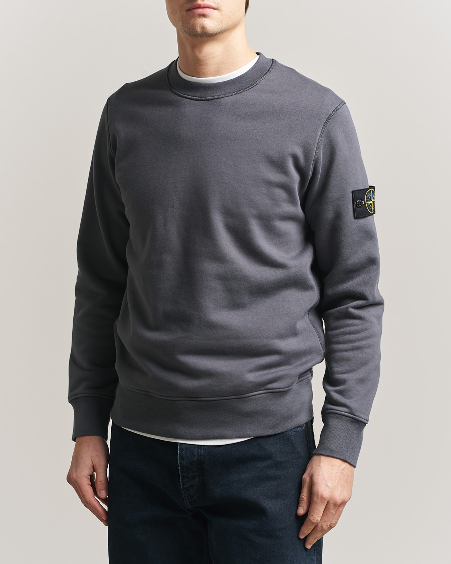 Hombres | Jerséis y prendas de punto | Stone Island | Garment Dyed Fleece Sweatshirt Blue/Grey