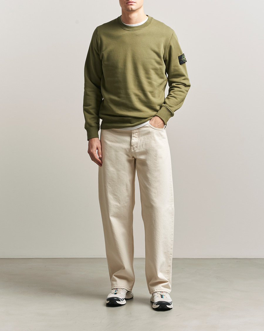 Hombres | Jerséis y prendas de punto | Stone Island | Garment Dyed Fleece Sweatshirt Military Green