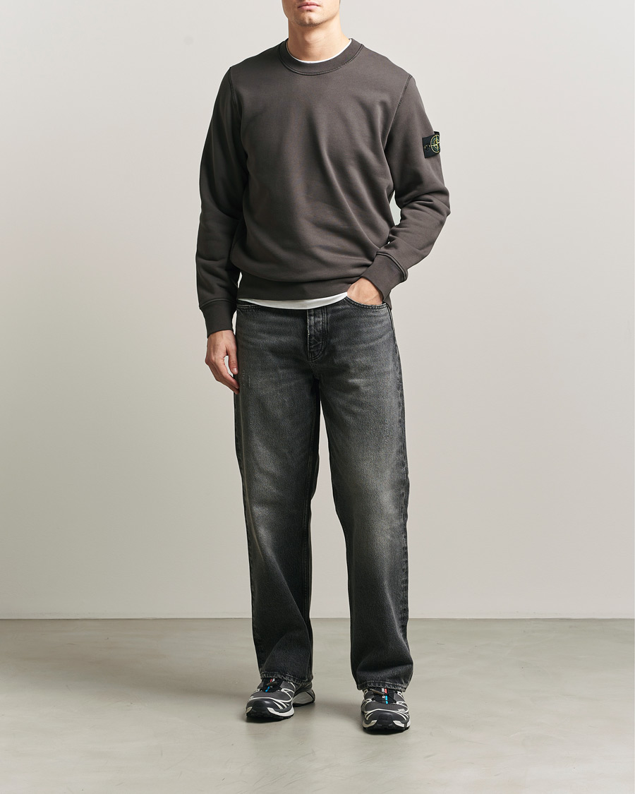 Hombres | Jerséis y prendas de punto | Stone Island | Garment Dyed Fleece Sweatshirt Charcoal