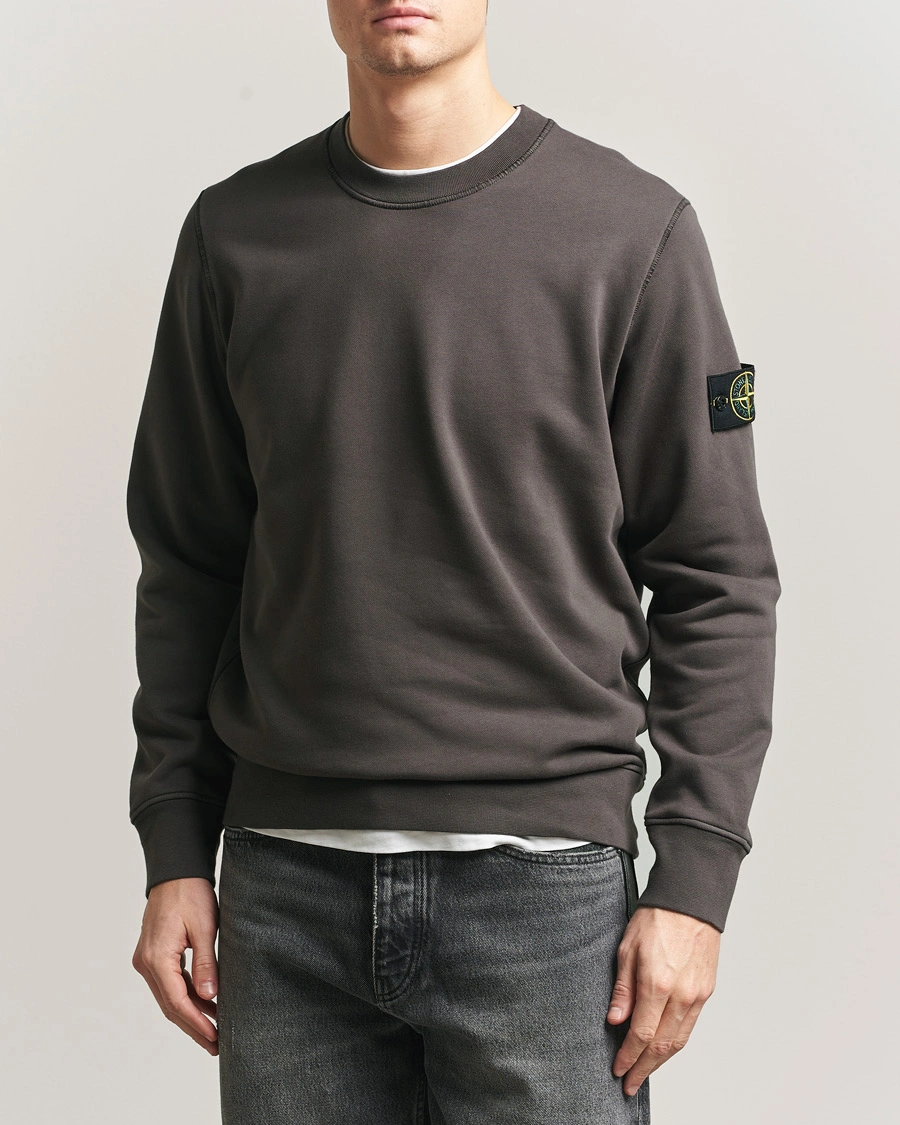 Hombres | Jerséis y prendas de punto | Stone Island | Garment Dyed Fleece Sweatshirt Charcoal
