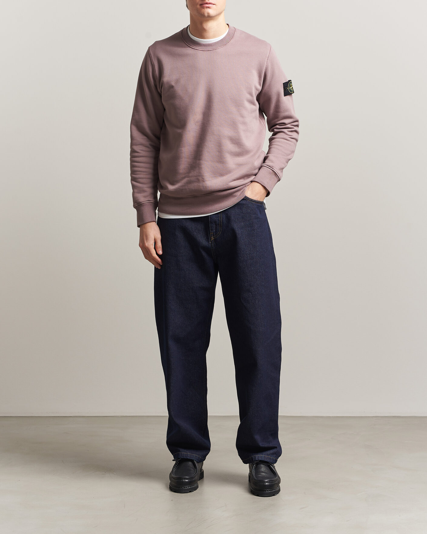 Hombres | Jerséis y prendas de punto | Stone Island | Garment Dyed Fleece Sweatshirt Purple Grey