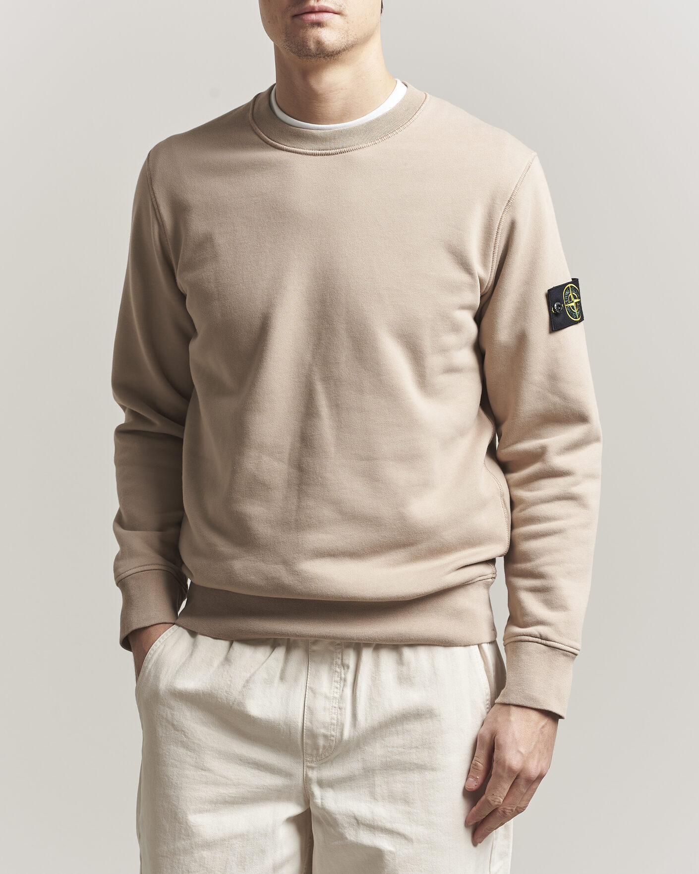 Hombres | Jerséis y prendas de punto | Stone Island | Garment Dyed Fleece Sweatshirt Desert
