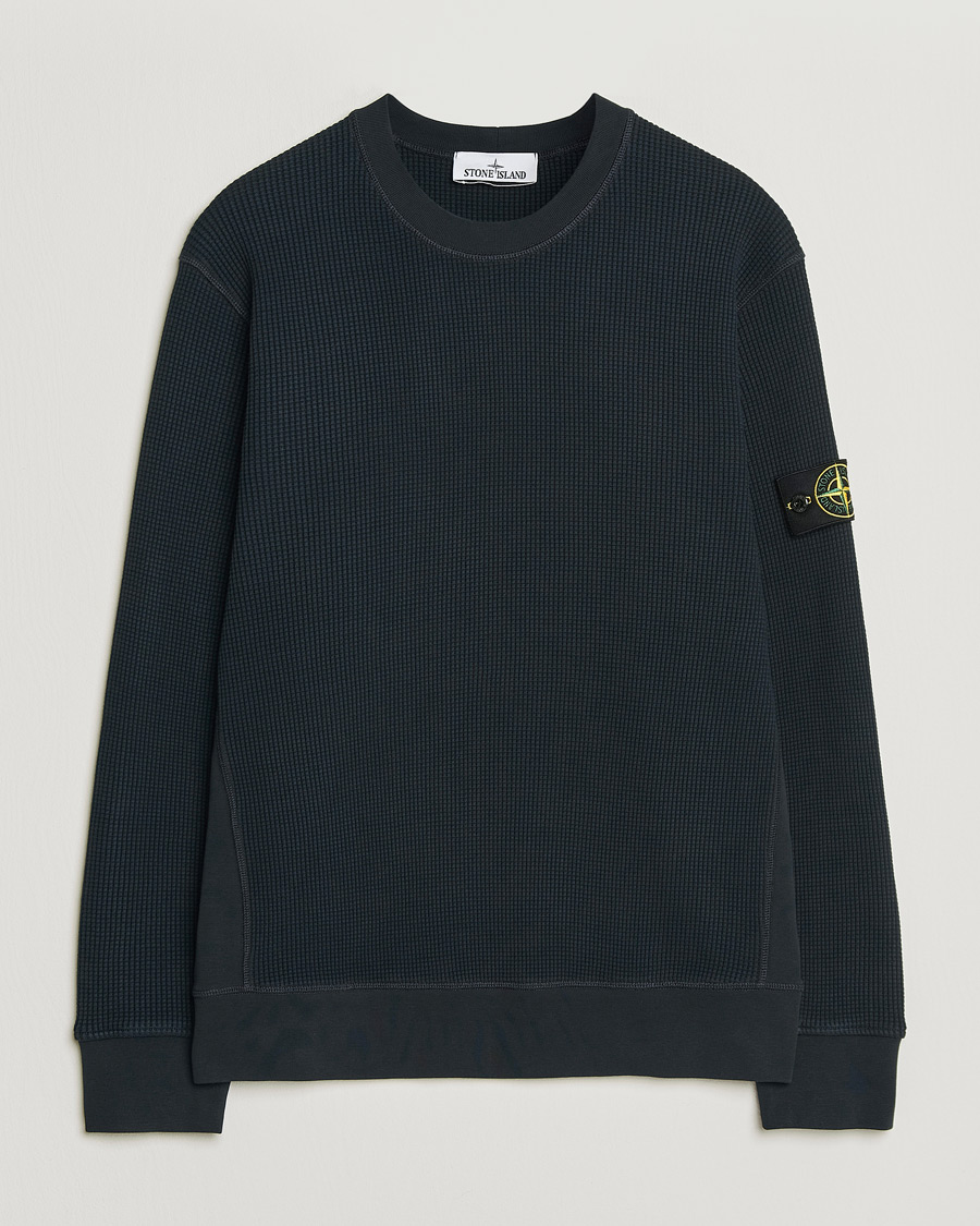 Hombres | Jerséis y prendas de punto | Stone Island | Organic Cotton Waffle Fleece Sweatshirt Navy