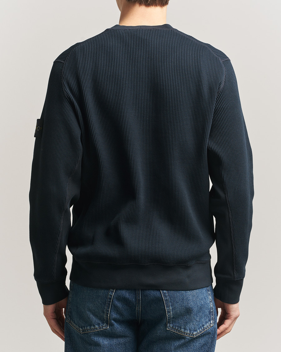 Hombres | Jerséis y prendas de punto | Stone Island | Organic Cotton Waffle Fleece Sweatshirt Navy