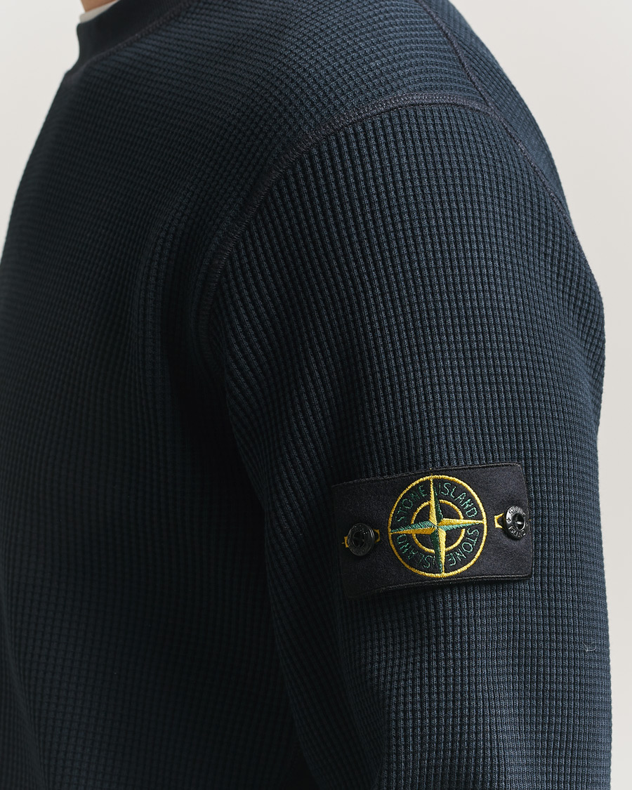 Hombres | Jerséis y prendas de punto | Stone Island | Organic Cotton Waffle Fleece Sweatshirt Navy