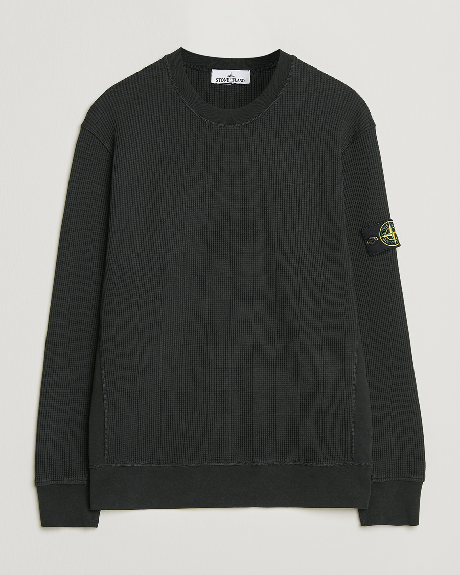 Hombres | Jerséis y prendas de punto | Stone Island | Organic Cotton Waffle Fleece Sweatshirt Black
