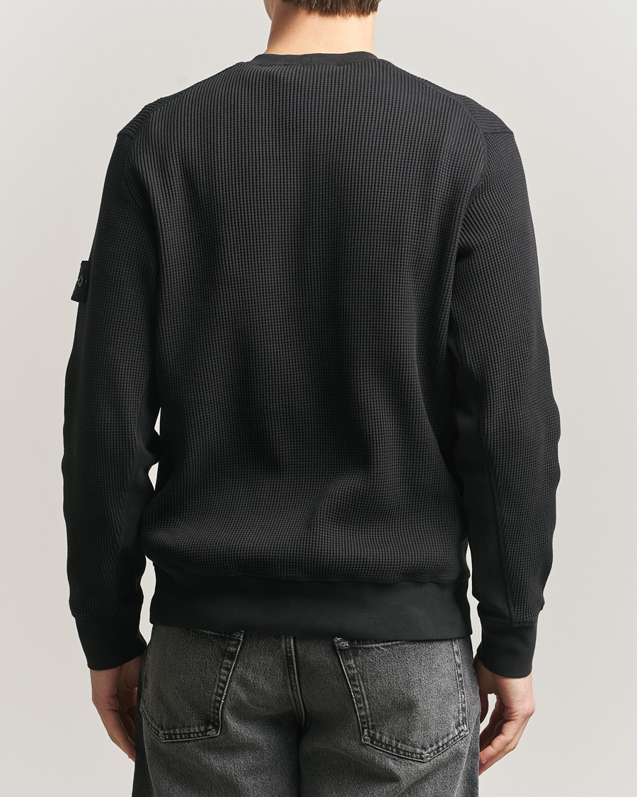 Hombres | Jerséis y prendas de punto | Stone Island | Organic Cotton Waffle Fleece Sweatshirt Black