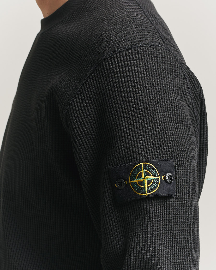 Hombres | Jerséis y prendas de punto | Stone Island | Organic Cotton Waffle Fleece Sweatshirt Black