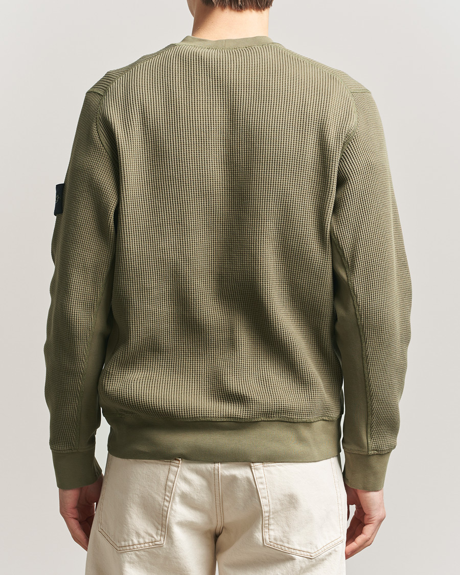 Hombres | Jerséis y prendas de punto | Stone Island | Organic Cotton Waffle Fleece Sweatshirt Military