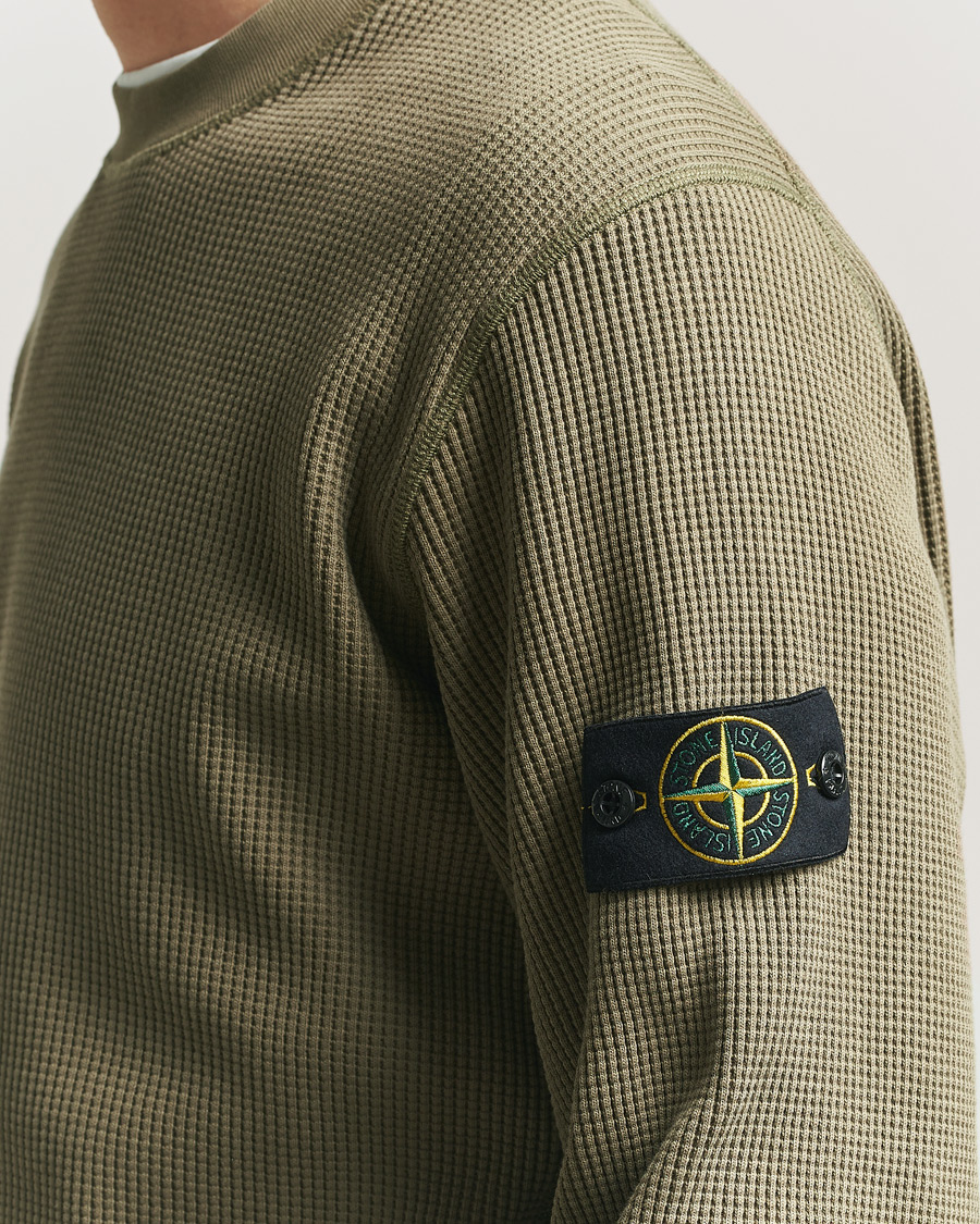 Hombres | Jerséis y prendas de punto | Stone Island | Organic Cotton Waffle Fleece Sweatshirt Military