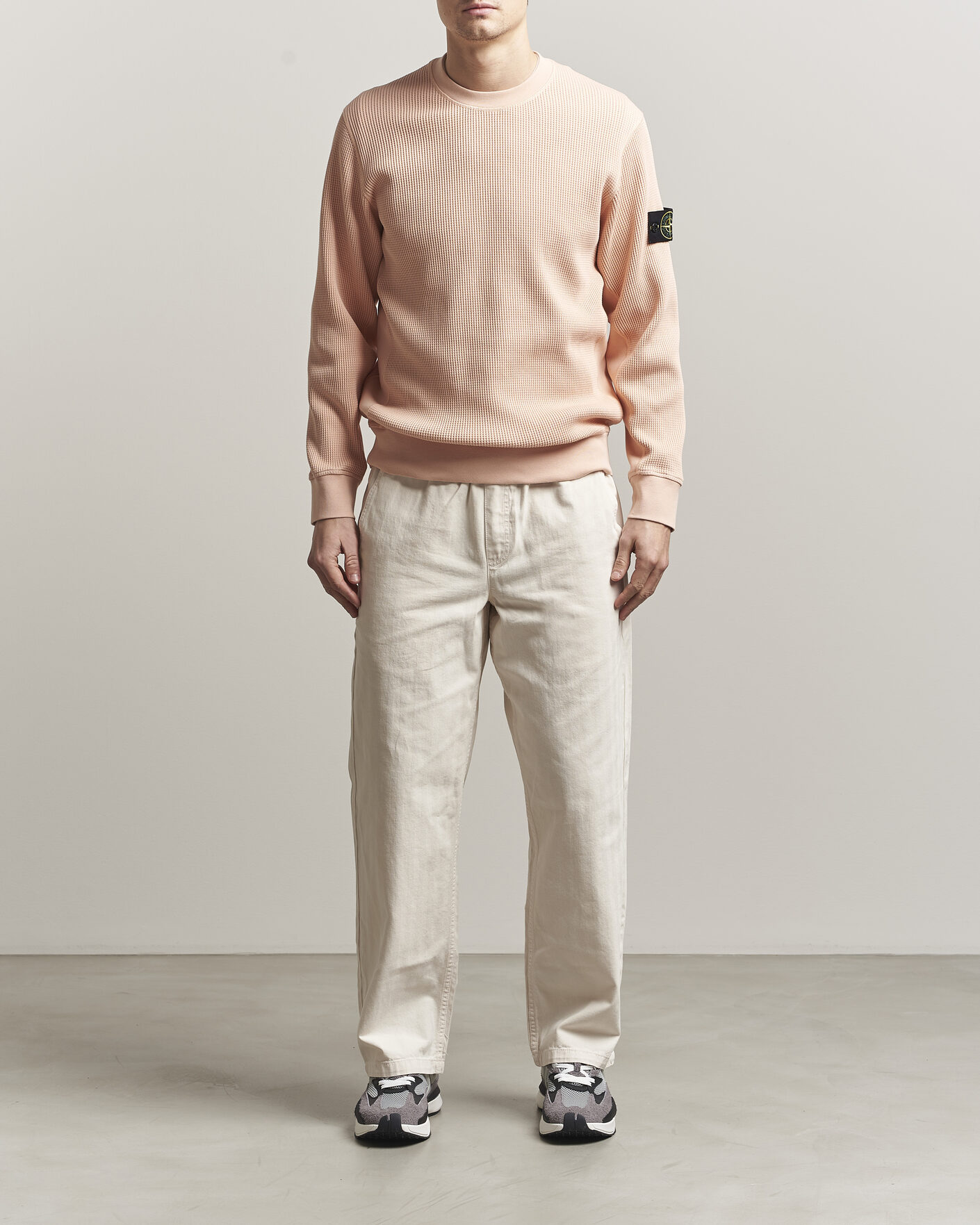 Hombres | Jerséis y prendas de punto | Stone Island | Organic Cotton Waffle Fleece Sweatshirt Plaster Pink