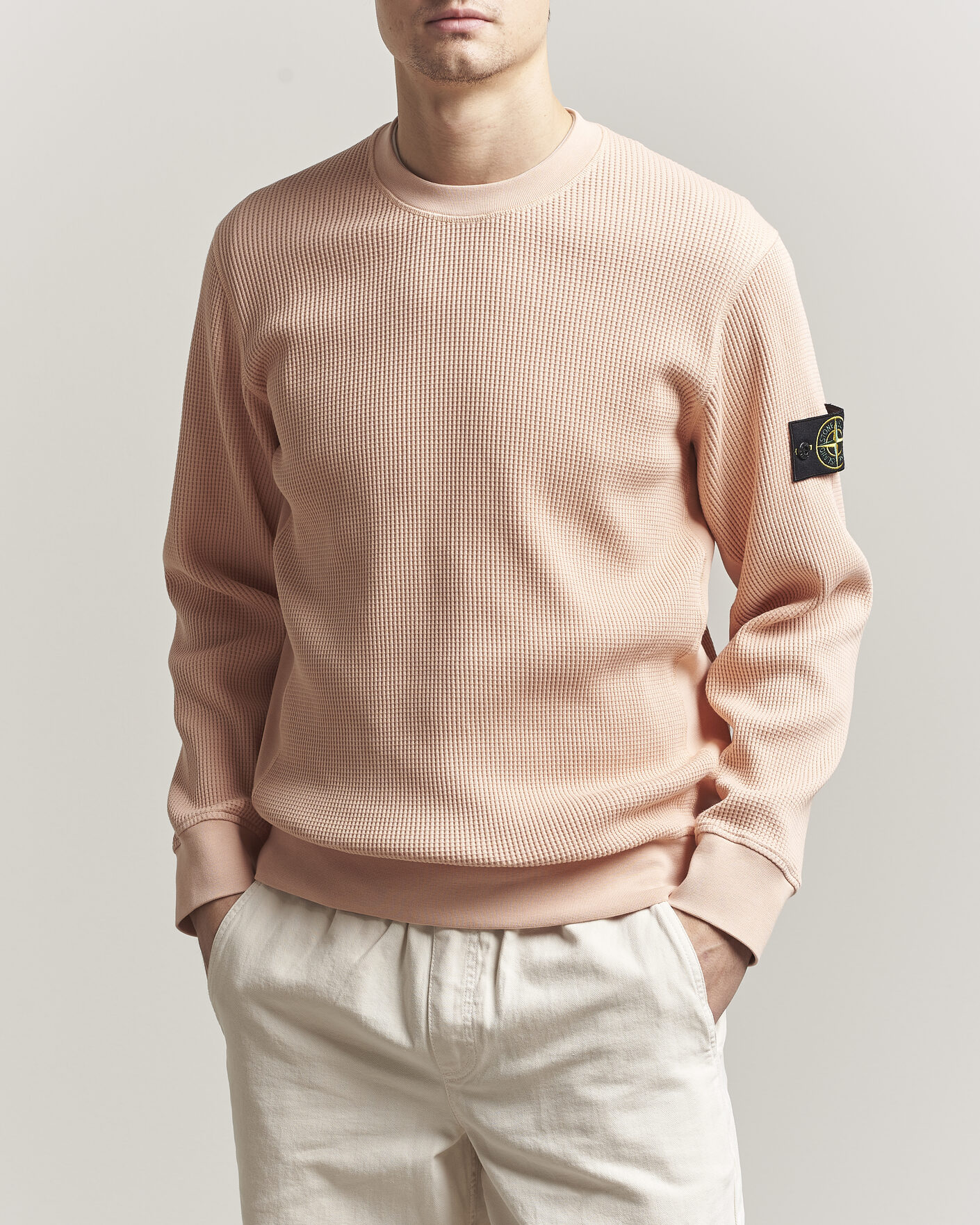 Hombres | Jerséis y prendas de punto | Stone Island | Organic Cotton Waffle Fleece Sweatshirt Plaster Pink