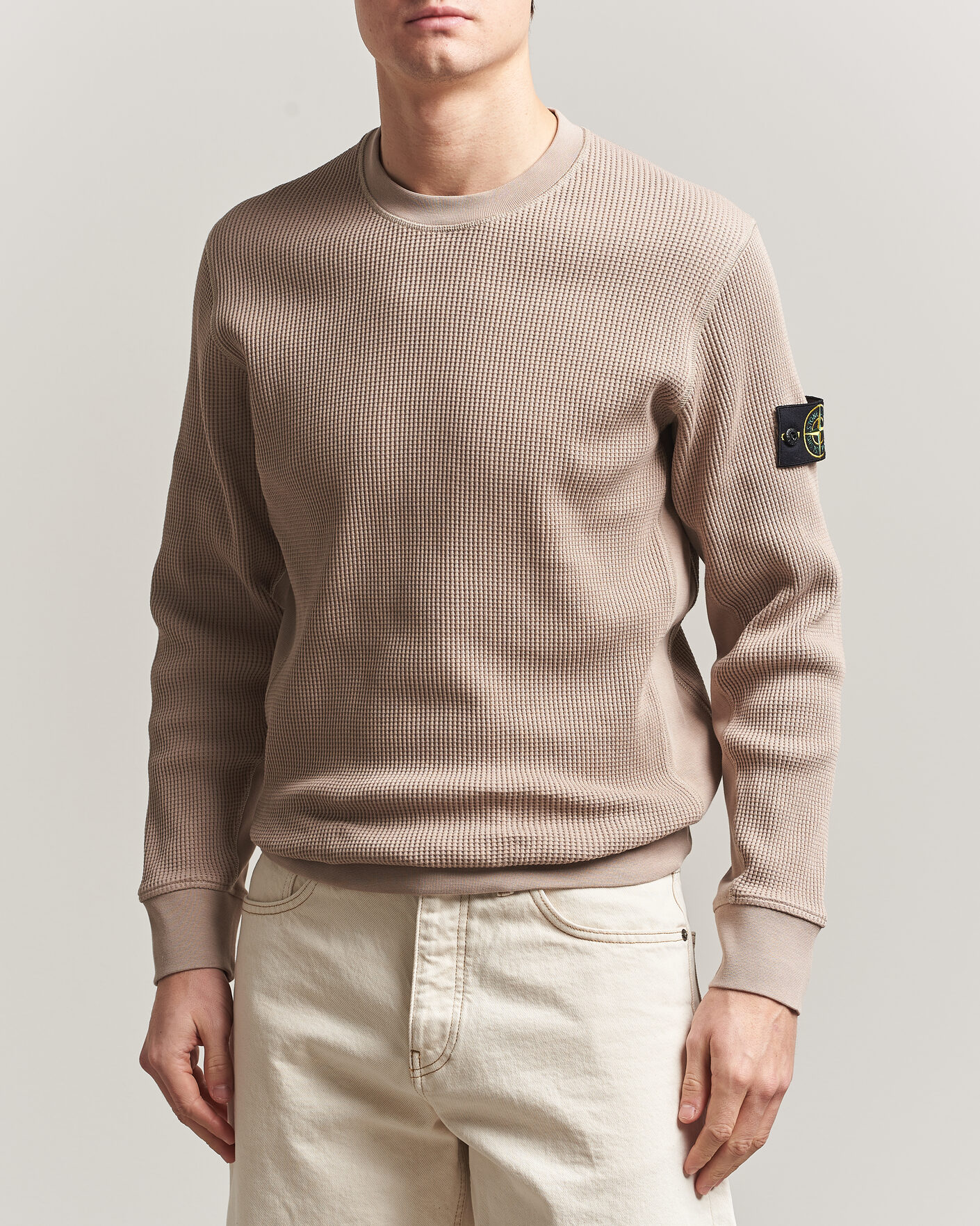 Hombres | Jerséis y prendas de punto | Stone Island | Organic Cotton Waffle Fleece Sweatshirt Desert