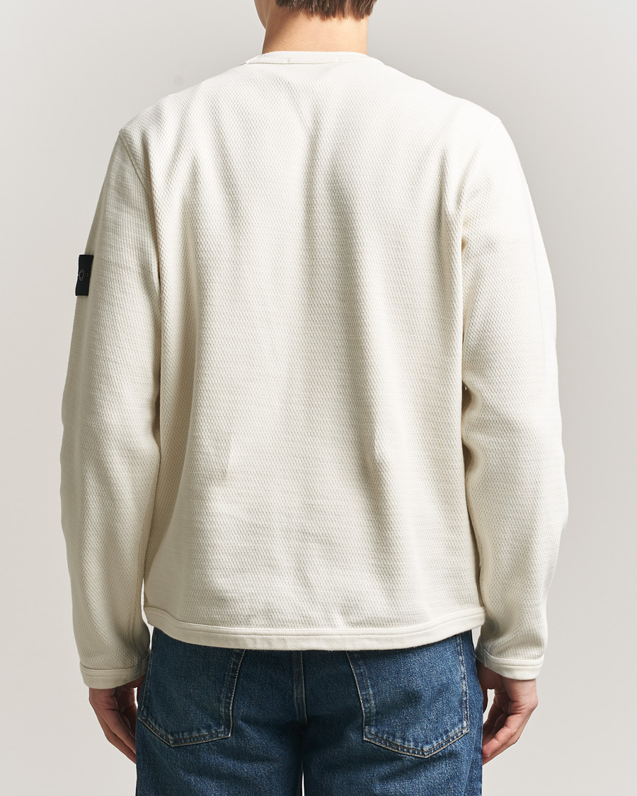 Hombres | Jerséis y prendas de punto | Stone Island | Mesh Stitch Organic Cotton Fleece Crewneck Ivory