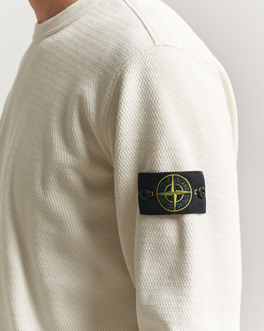 Hombres | Jerséis y prendas de punto | Stone Island | Mesh Stitch Organic Cotton Fleece Crewneck Ivory