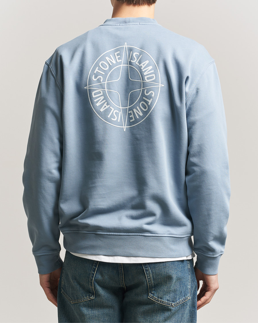 Hombres | Jerséis y prendas de punto | Stone Island | Cotton Fleece Printed Logo Sweatshirt Dark Blue