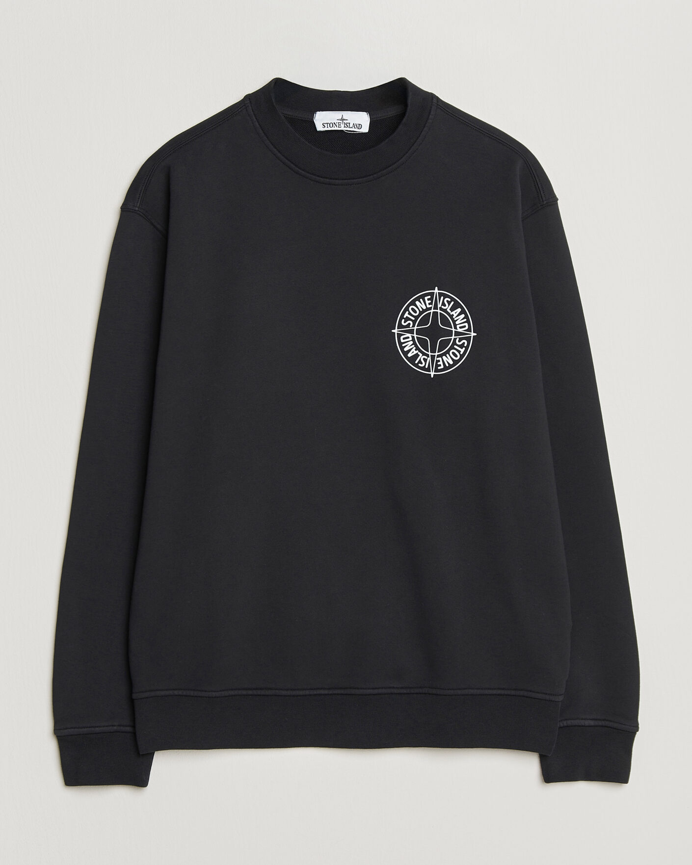 Hombres | Jerséis y prendas de punto | Stone Island | Cotton Fleece Printed Logo Sweatshirt Black
