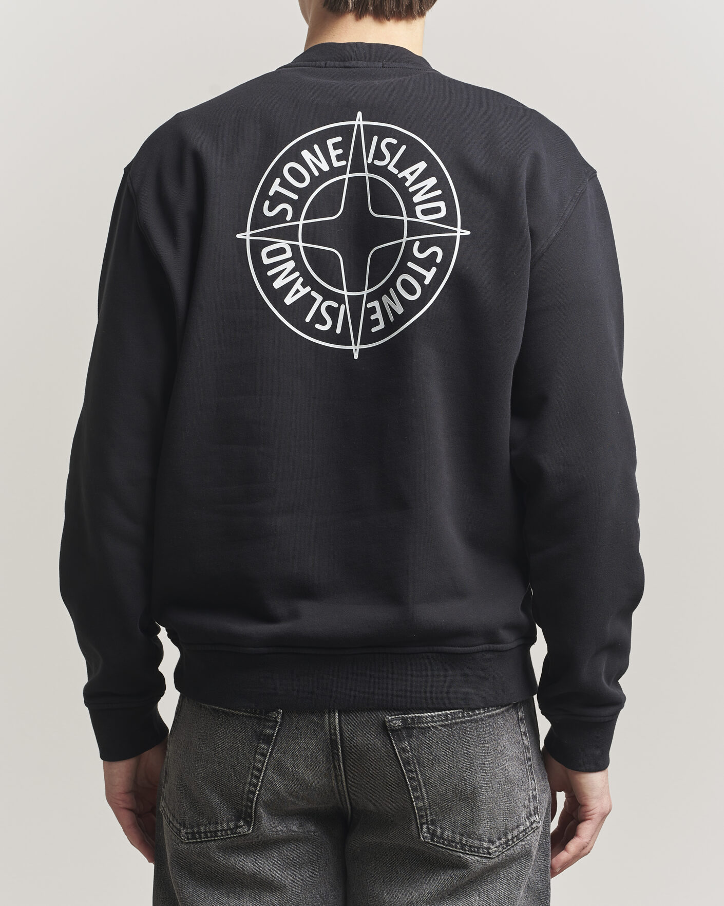 Hombres | Jerséis y prendas de punto | Stone Island | Cotton Fleece Printed Logo Sweatshirt Black