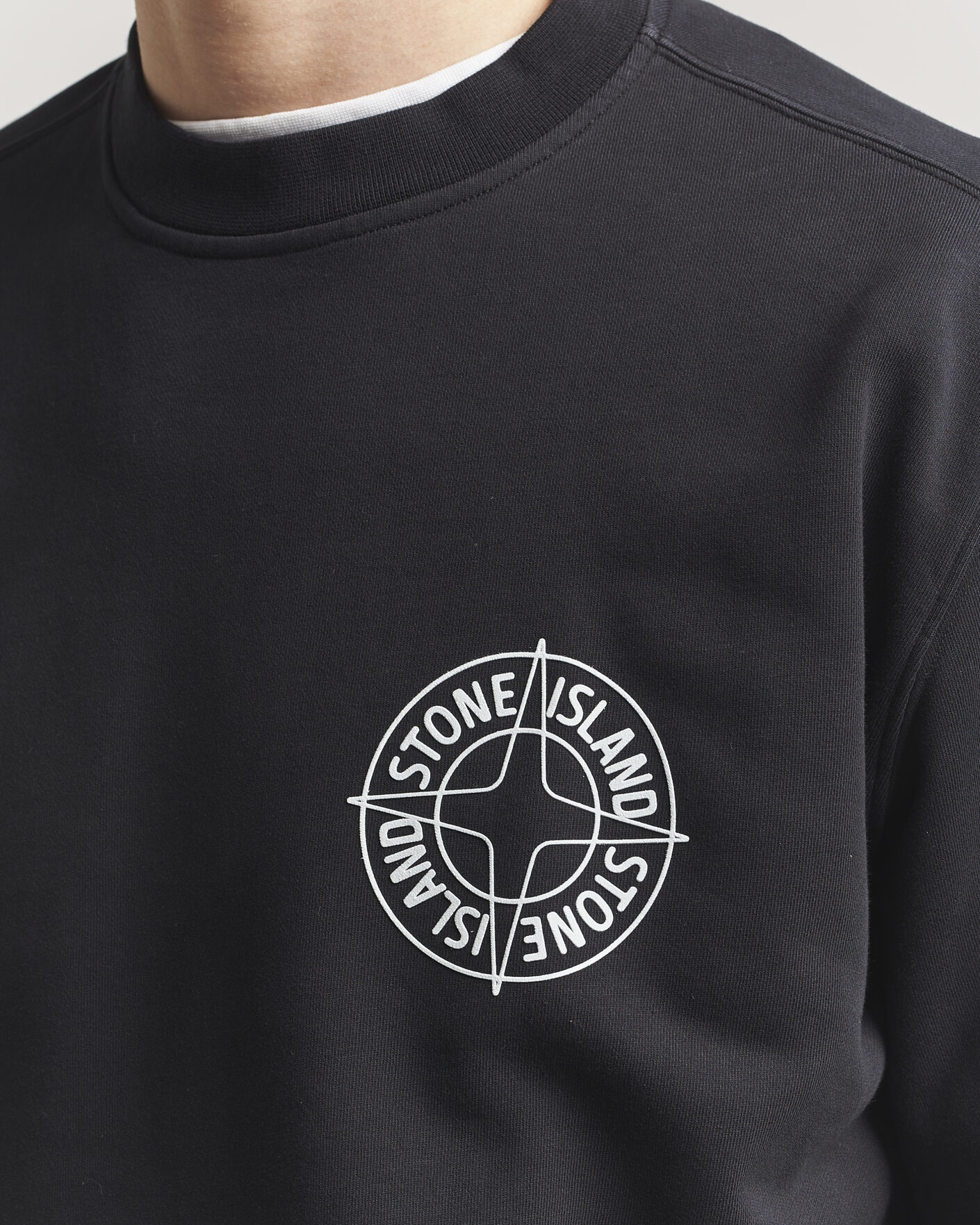 Hombres | Jerséis y prendas de punto | Stone Island | Cotton Fleece Printed Logo Sweatshirt Black