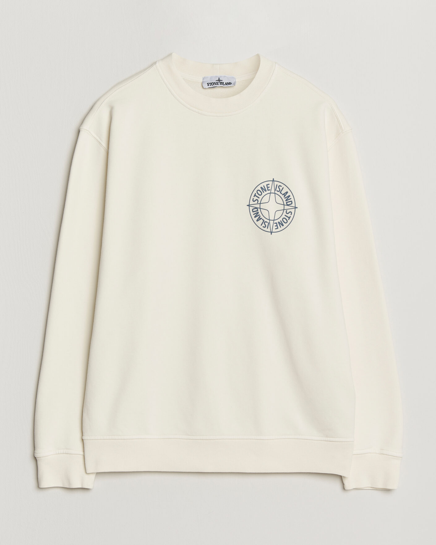 Hombres | Jerséis y prendas de punto | Stone Island | Cotton Fleece Printed Logo Sweatshirt Ivory