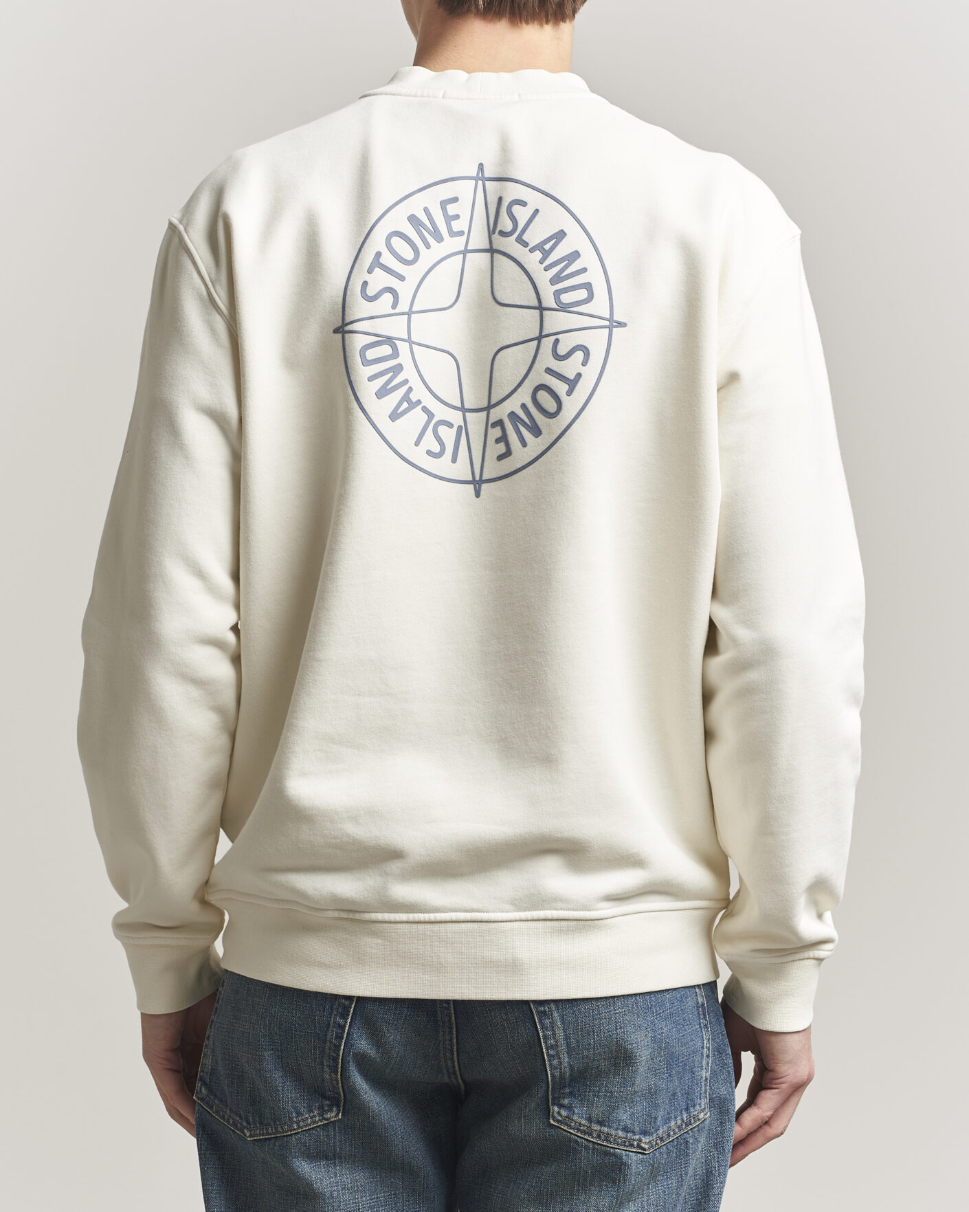 Hombres | Jerséis y prendas de punto | Stone Island | Cotton Fleece Printed Logo Sweatshirt Ivory