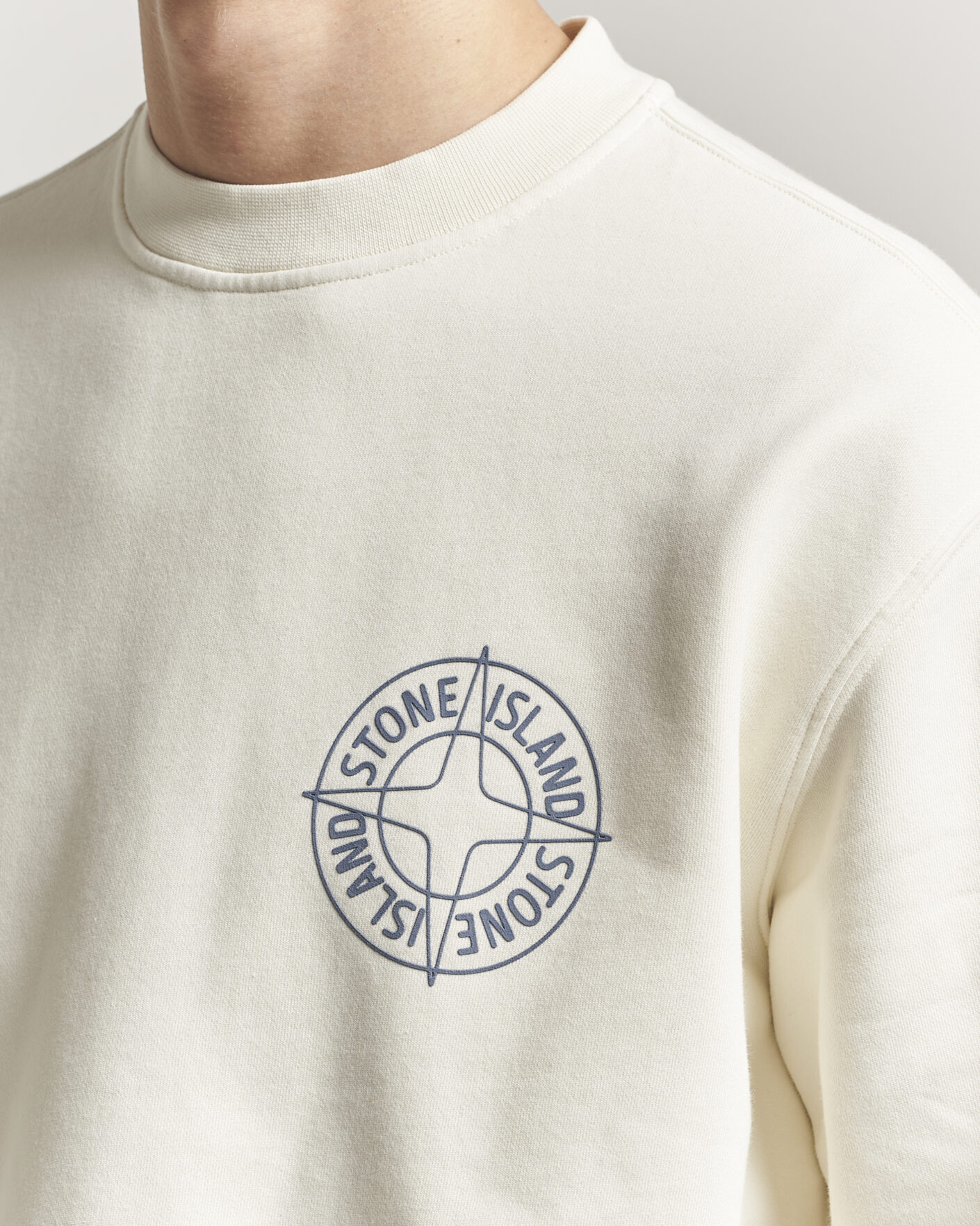 Hombres | Jerséis y prendas de punto | Stone Island | Cotton Fleece Printed Logo Sweatshirt Ivory