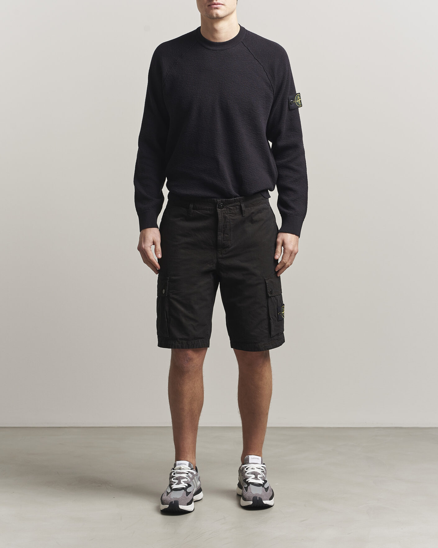 Hombres | Pantalones cortos | Stone Island | Brushed Cotton Canvas Cargo Shorts Black