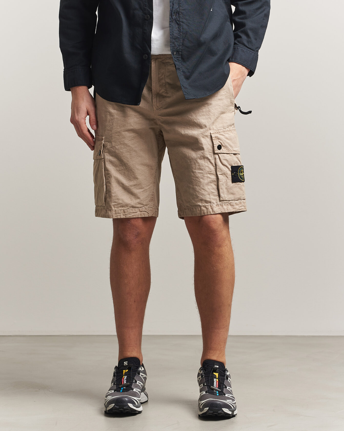 Hombres | Pantalones cortos | Stone Island | Brushed Cotton Canvas Cargo Shorts Desert