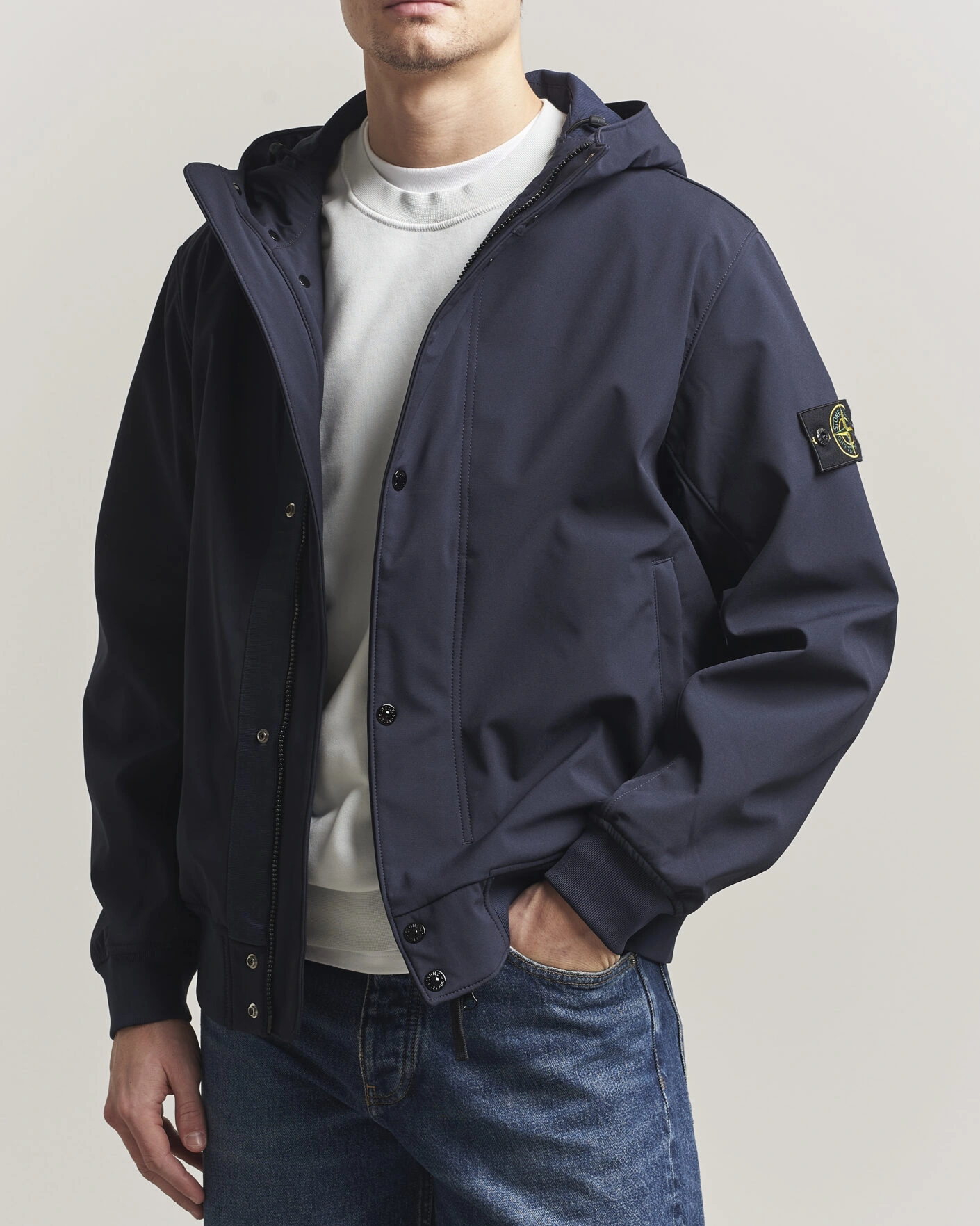 Hombres | Abrigos y chaquetas | Stone Island | Soft Shell Hooded Jacket Navy