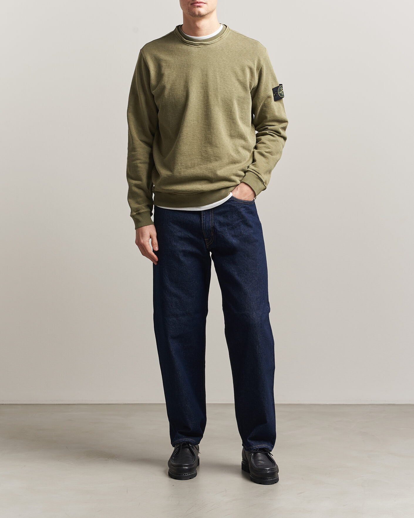 Hombres | Jerséis y prendas de punto | Stone Island | Old Dyed Cotton Sweatshirt Military Green