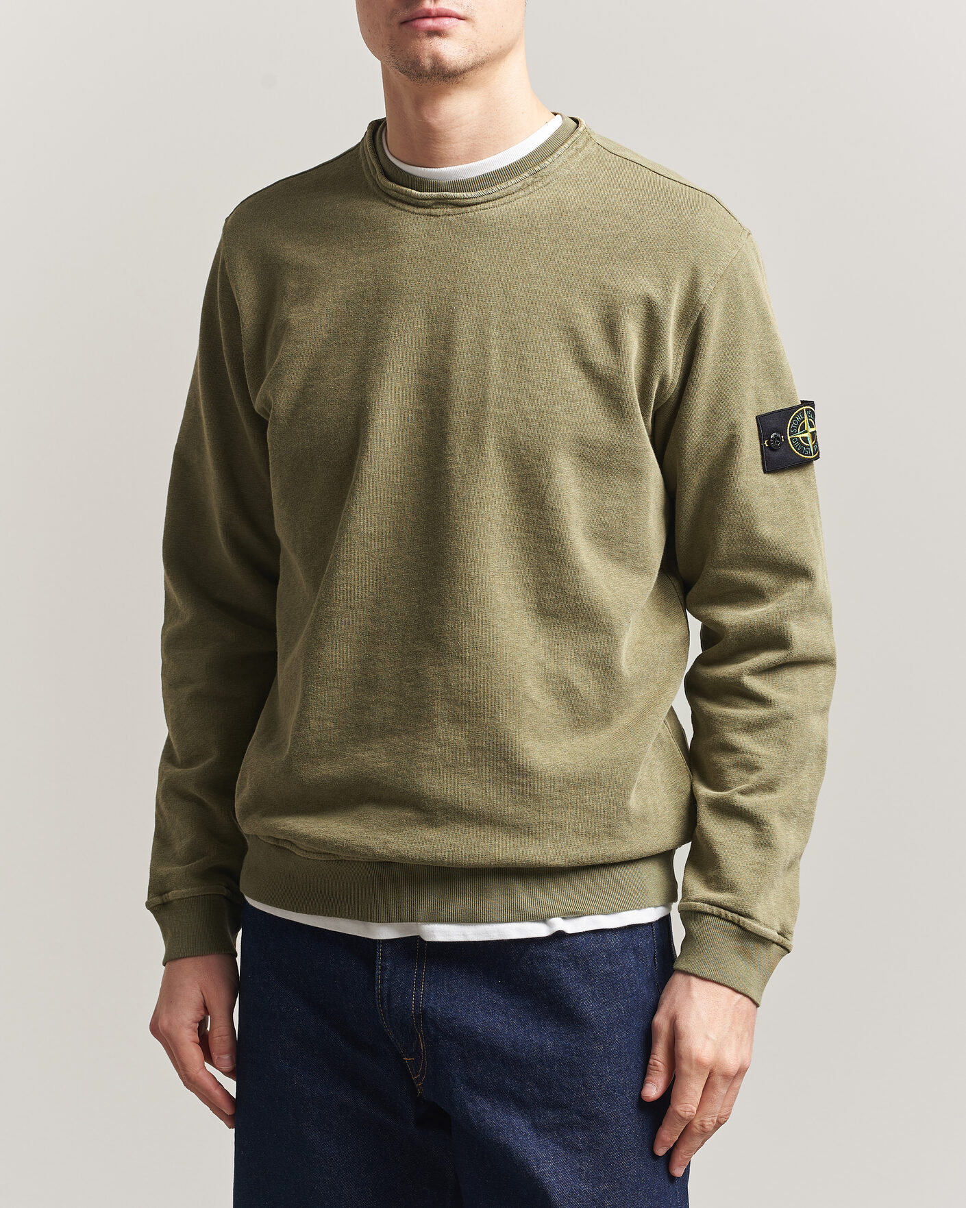Hombres | Jerséis y prendas de punto | Stone Island | Old Dyed Cotton Sweatshirt Military Green