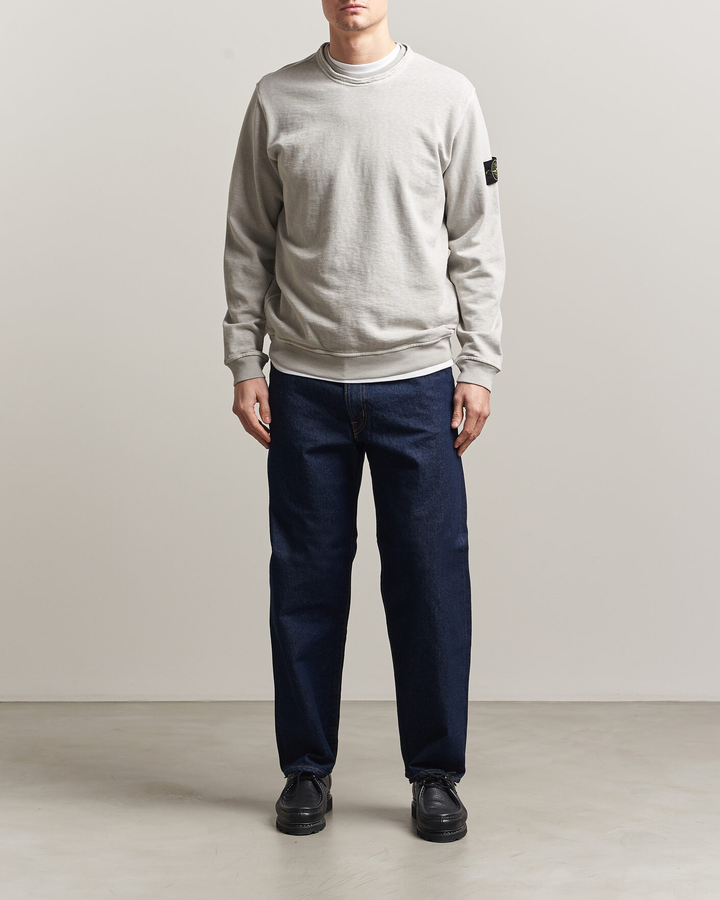 Hombres | Jerséis y prendas de punto | Stone Island | Old Dyed Cotton Sweatshirt Pearl Grey