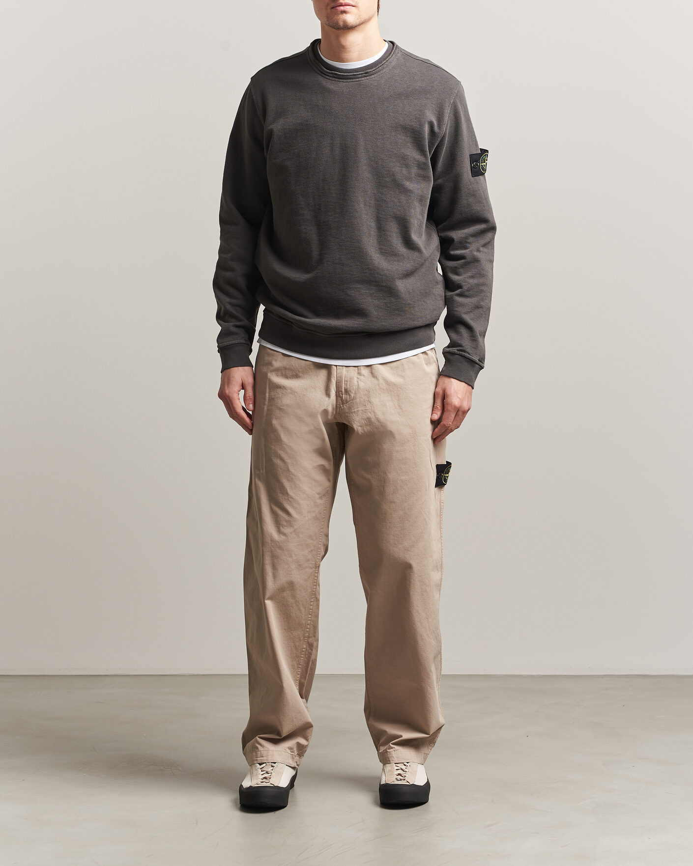 Hombres | Jerséis y prendas de punto | Stone Island | Old Dyed Cotton Sweatshirt Charcoal
