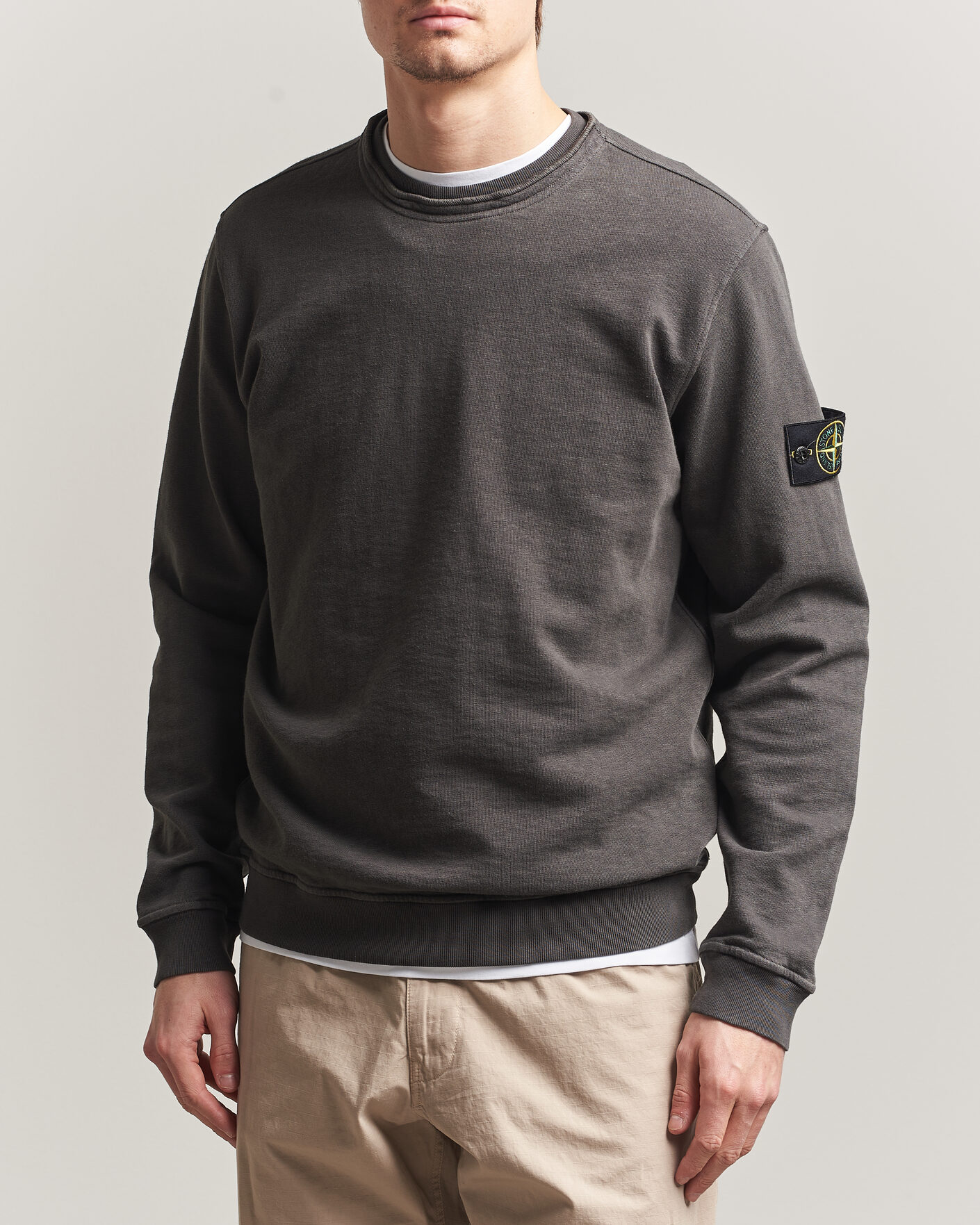 Hombres | Jerséis y prendas de punto | Stone Island | Old Dyed Cotton Sweatshirt Charcoal