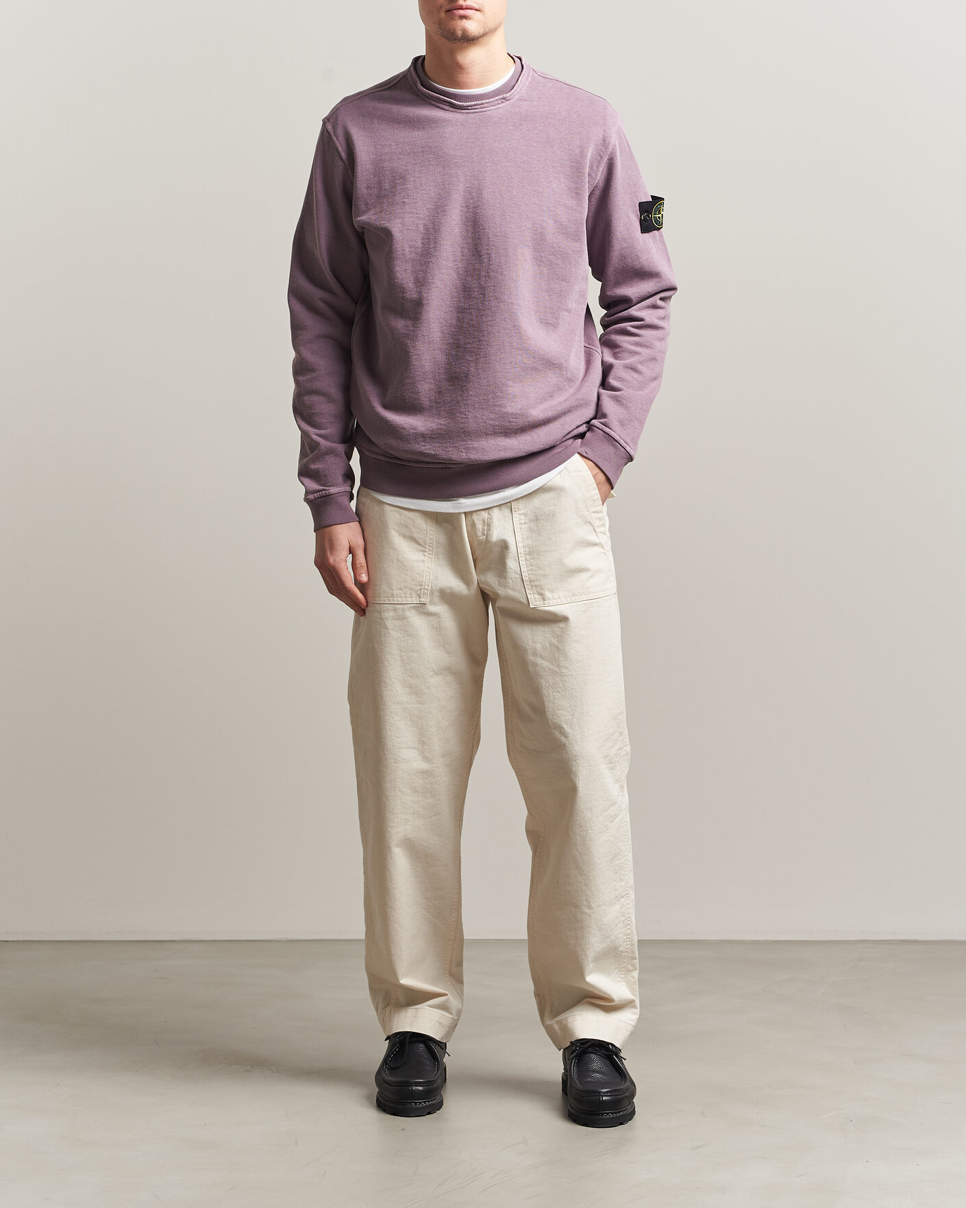 Hombres | Jerséis y prendas de punto | Stone Island | Old Dyed Cotton Sweatshirt Purple Grey