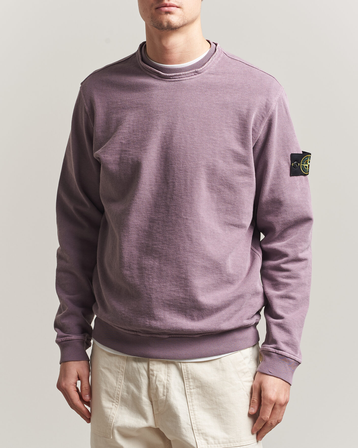 Hombres | Jerséis y prendas de punto | Stone Island | Old Dyed Cotton Sweatshirt Purple Grey