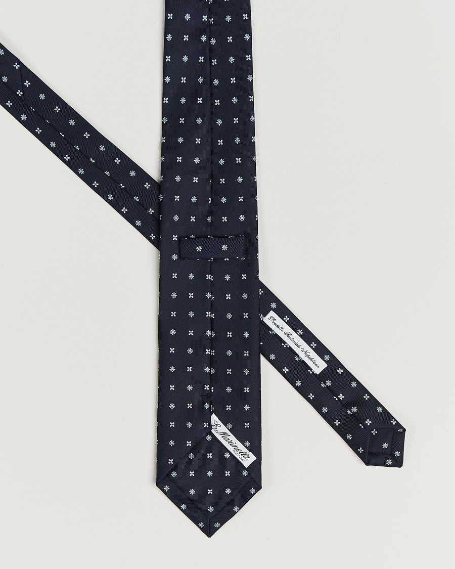 Hombres | Corbatas | E. Marinella | 3-Fold Printed Silk Tie Navy