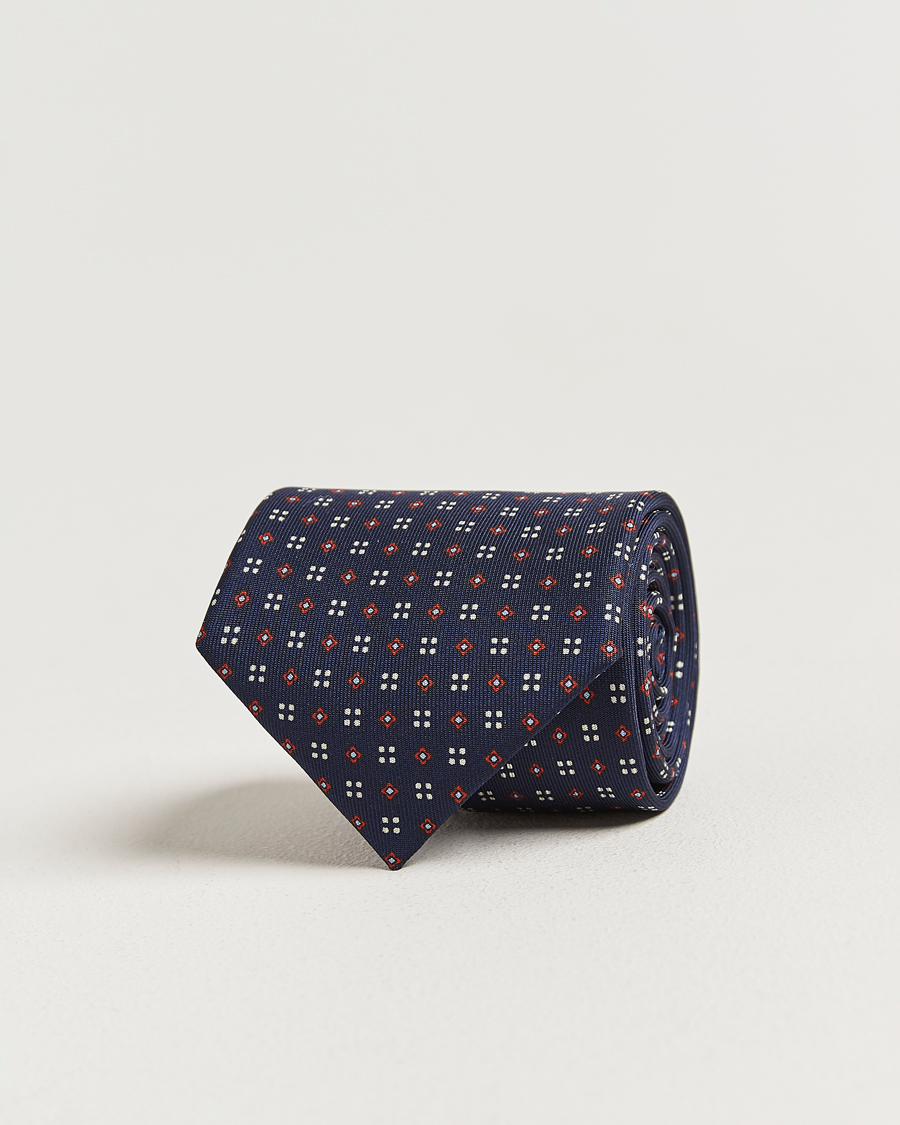 Hombres | Corbatas | E. Marinella | 3-Fold Printed Silk Tie Navy