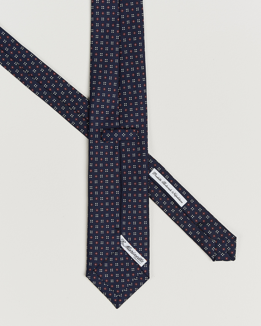 Hombres | Corbatas | E. Marinella | 3-Fold Printed Silk Tie Navy