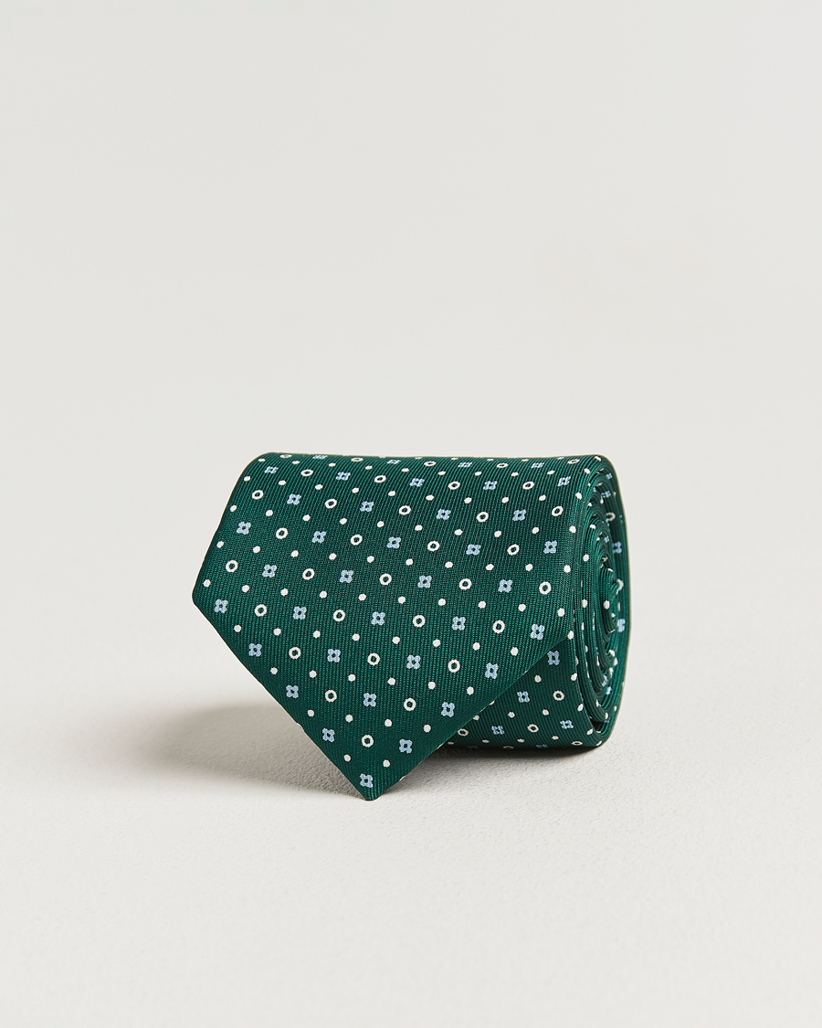 Hombres | Corbatas | E. Marinella | 3-Fold Printed Silk Tie Dark Green