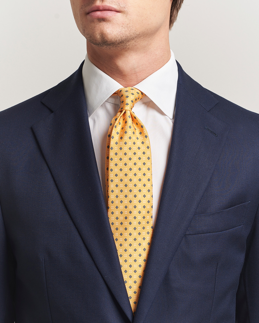 Hombres | Corbatas | E. Marinella | 3-Fold Printed Silk Tie Yellow