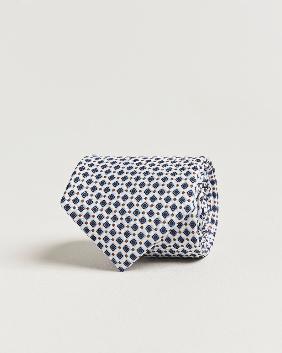 Hombres | Corbatas | E. Marinella | 3-Fold Printed Silk Tie Blue/White